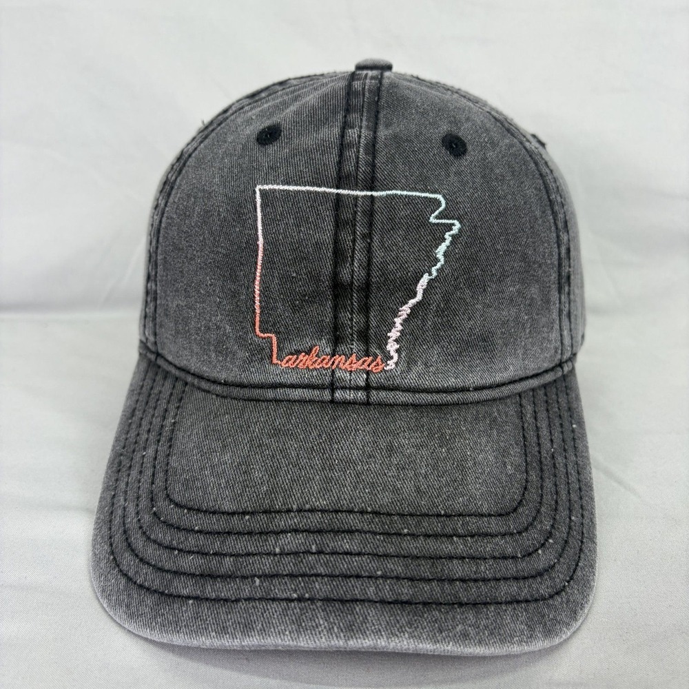 Home Free Arkansas Hat Baseball Cap Unisex OSFM Black Washed Denim Embroidered
